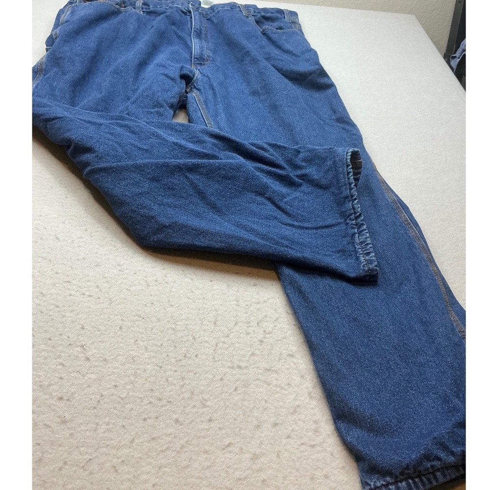 Berne Flannel Lined Carpenter Jeans Utility Workwear Blue Denim 46x32 Rugged